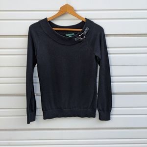 Lauren Ralph Lauren black sweater with silver horse bit & buckle